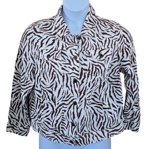 Saint Tropez West Zebra Print Linen Jacket animal print beach nautical mob wife